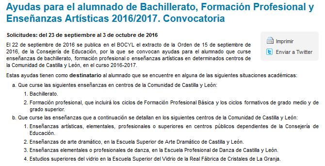 Ayudas para Bachillerato y Ciclos Formativos