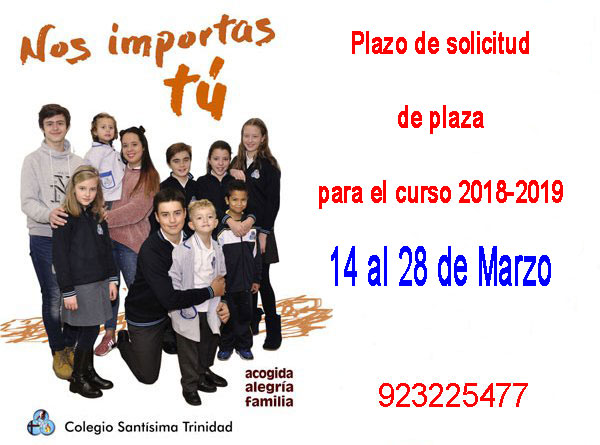 Plazo de solicitud de plaza 2018-2019