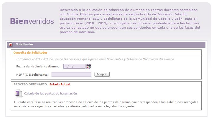 Consulta online del baremo 2018-2019